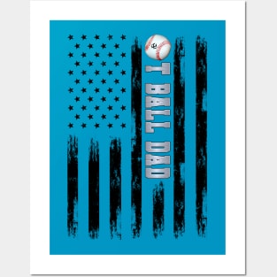 T-BALL DAD BLACK AMERICAN FLAG SILVER Posters and Art